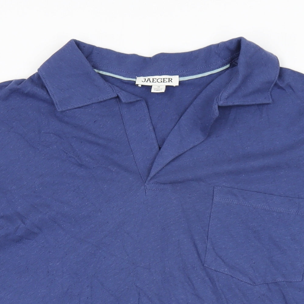 Marks and Spencer Mens Blue Cotton T-Shirt Size M Collared