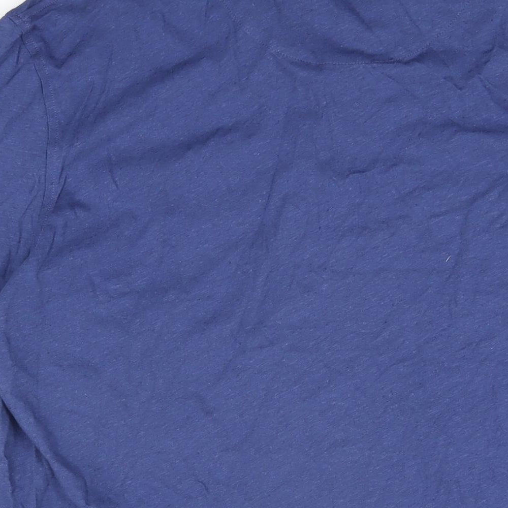 Marks and Spencer Mens Blue Cotton T-Shirt Size M Collared