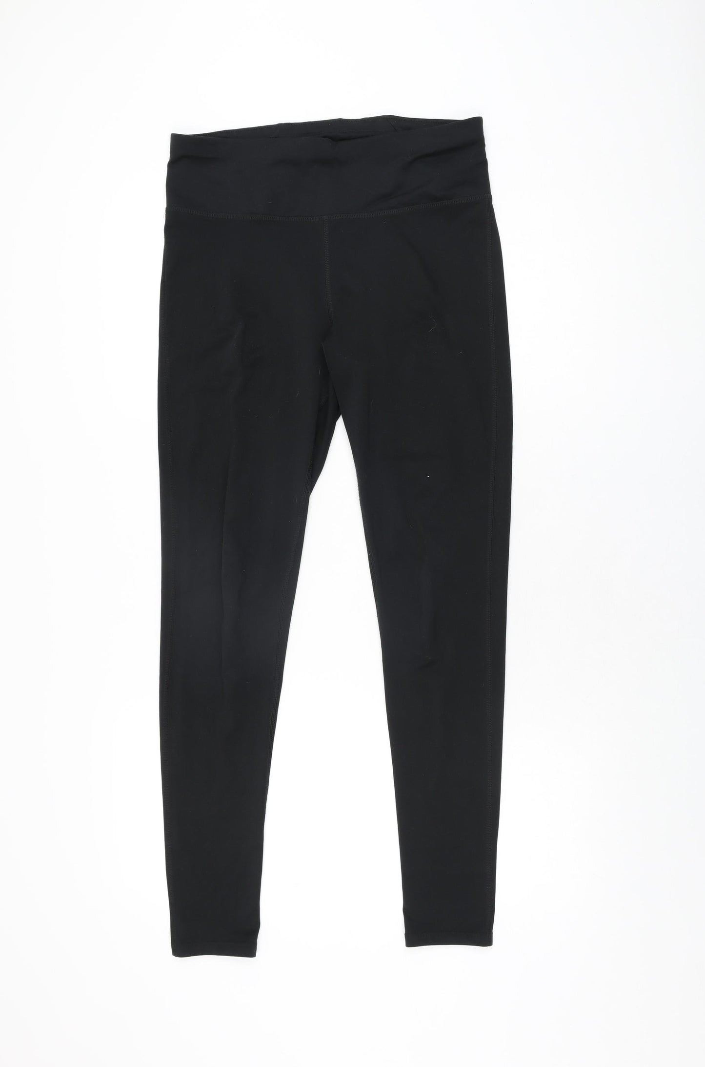 Marks and Spencer Womens Black Polyester Pedal Pusher Leggings Size 12 L29 in Regular Drawstring