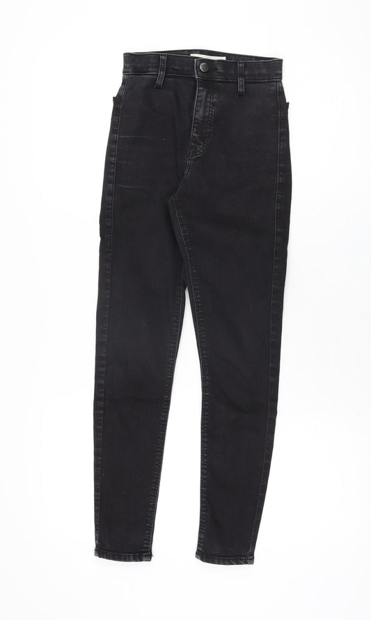 Topshop Womens Black Cotton Skinny Jeans Size 25 in L25 in Regular Zip