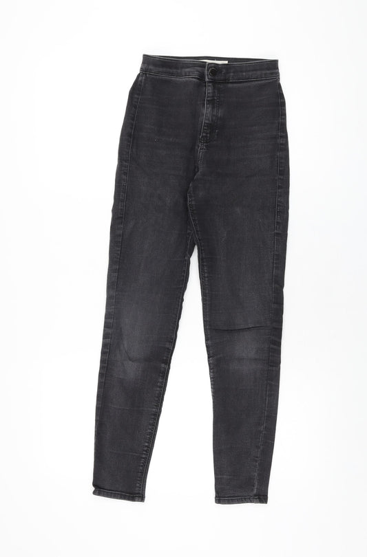 Topshop Womens Black Cotton Skinny Jeans Size 25 in L30 in Regular Zip