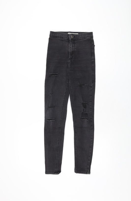 Topshop Womens Black Cotton Skinny Jeans Size 25 in L30 in Regular Zip