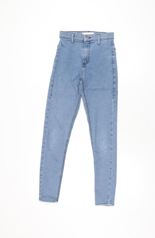 Topshop Womens Blue Cotton Skinny Jeans Size 25 in L30 in Regular Zip