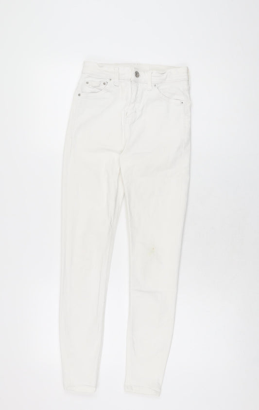 Topshop Womens White Cotton Skinny Jeans Size 25 in L30 in Regular Zip