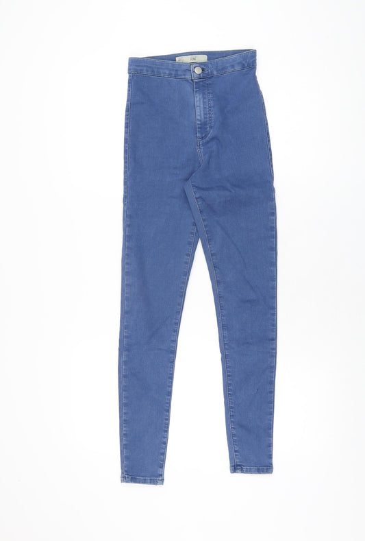 Topshop Womens Blue Cotton Skinny Jeans Size 25 in L30 in Regular Zip