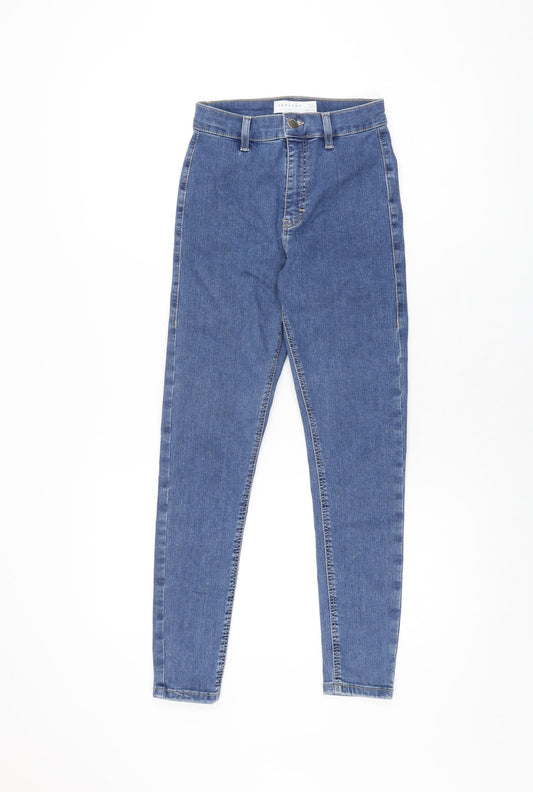 Topshop Womens Blue Cotton Skinny Jeans Size 25 in L30 in Regular Zip