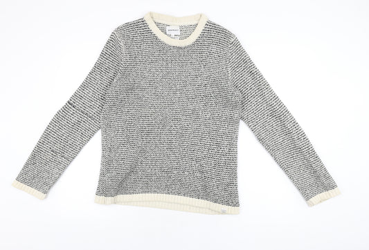 Norse Projects Womens Grey Round Neck Geometric Wool Pullover Jumper Size M