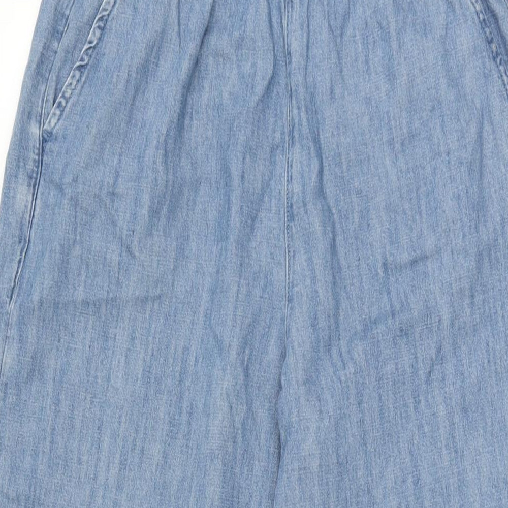 Per Una Womens Blue Cotton Wide-Leg Jeans Size 8 L30 in Regular