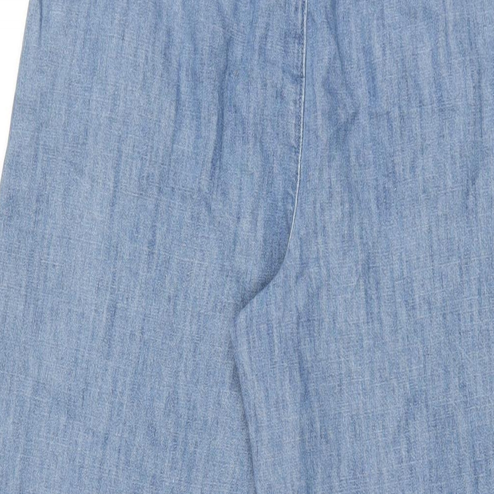 Per Una Womens Blue Cotton Wide-Leg Jeans Size 8 L30 in Regular