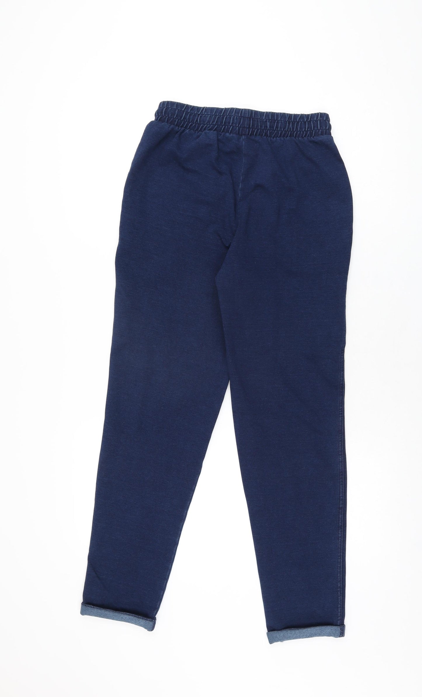 Marks and Spencer Womens Blue Cotton Jogger Trousers Size 6 L27.5 in Regular Drawstring