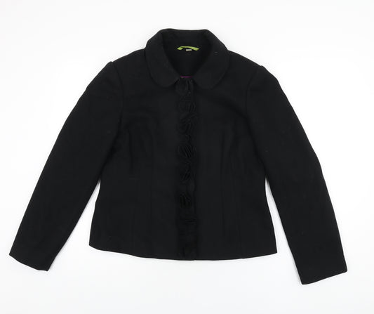 Boden Womens Black Jacket Coat Size 14 Snap