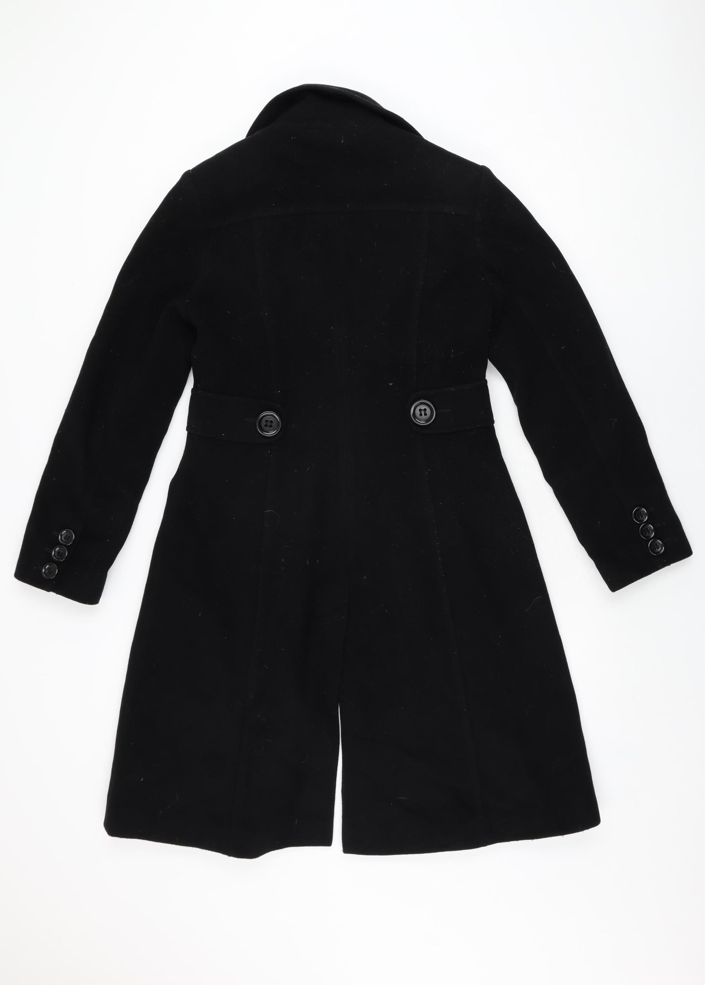 NEXT Womens Black Overcoat Coat Size 12 Button