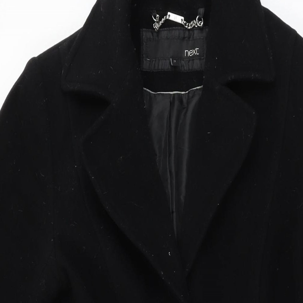 NEXT Womens Black Overcoat Coat Size 12 Button