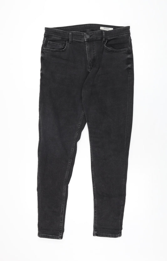 Marks and Spencer Womens Black Cotton Skinny Jeans Size 12 L28 in Regular Zip