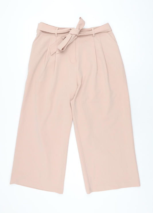 ASOS Womens Pink Polyester Cropped Trousers Size 12 L22.5 in Regular Zip