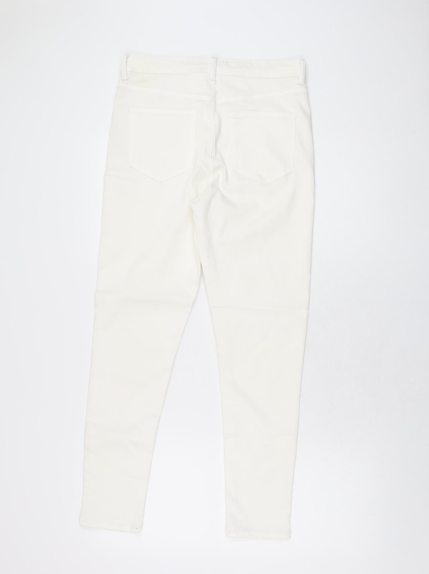 Marks and Spencer Womens White Cotton Skinny Jeans Size 12 L27 in Regular Zip