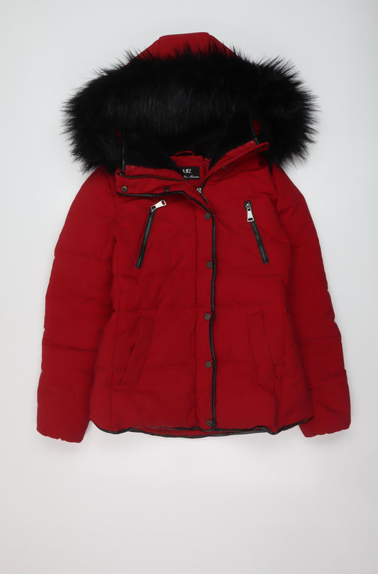 Quiz Womens Red Parka Jacket Size 12 Zip