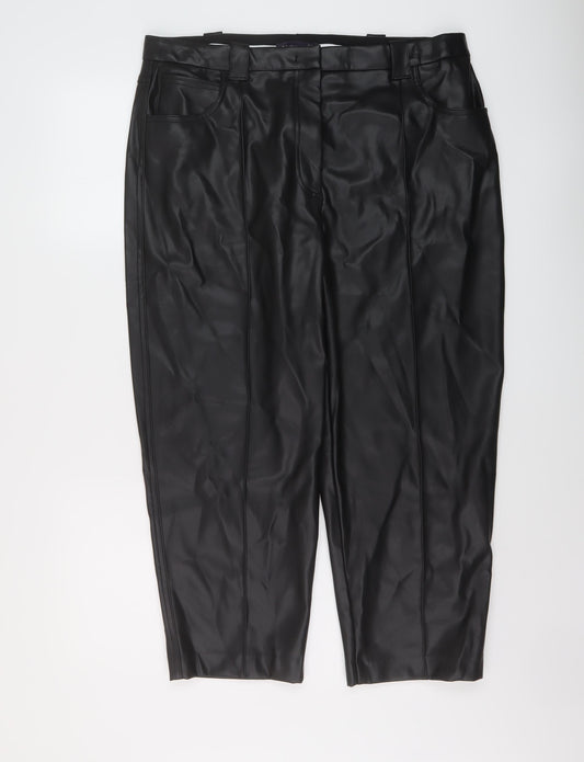 Marks and Spencer Womens Black Polyester Trousers Size 18 L24 in Regular Button