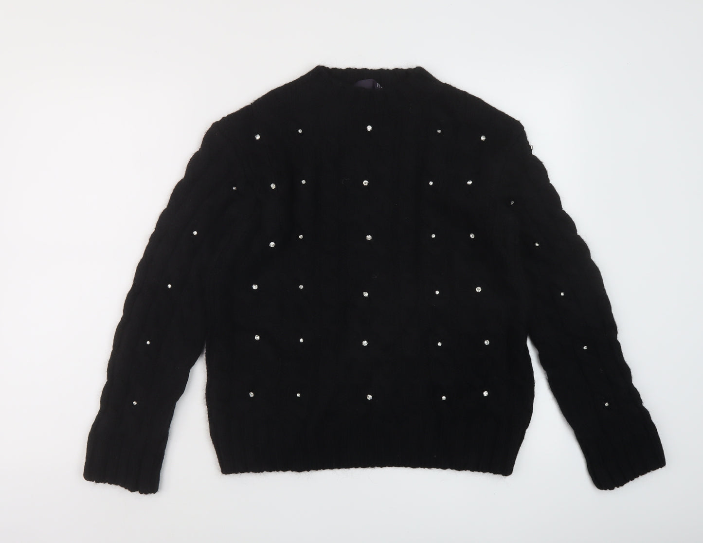 Marks and Spencer Womens Black Mock Neck Acrylic Pullover Jumper Size S