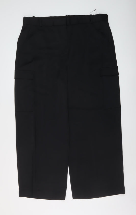 Marks and Spencer Womens Black Polyester Trousers Size 20 L29 in Regular Hook & Eye