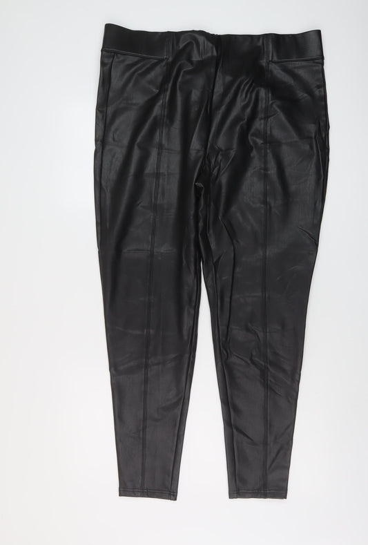 Marks and Spencer Womens Black Polyurethane Jegging Trousers Size 20 L28 in Regular