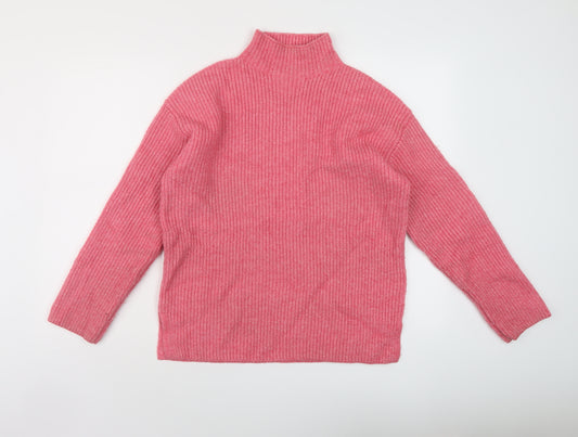 Marks and Spencer Womens Pink Mock Neck Acrylic Pullover Jumper Size M