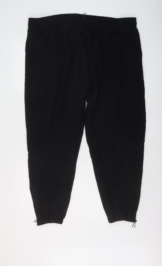 GOODMOVE Womens Black Cotton Jogger Trousers Size 22 L27 in Regular Drawstring