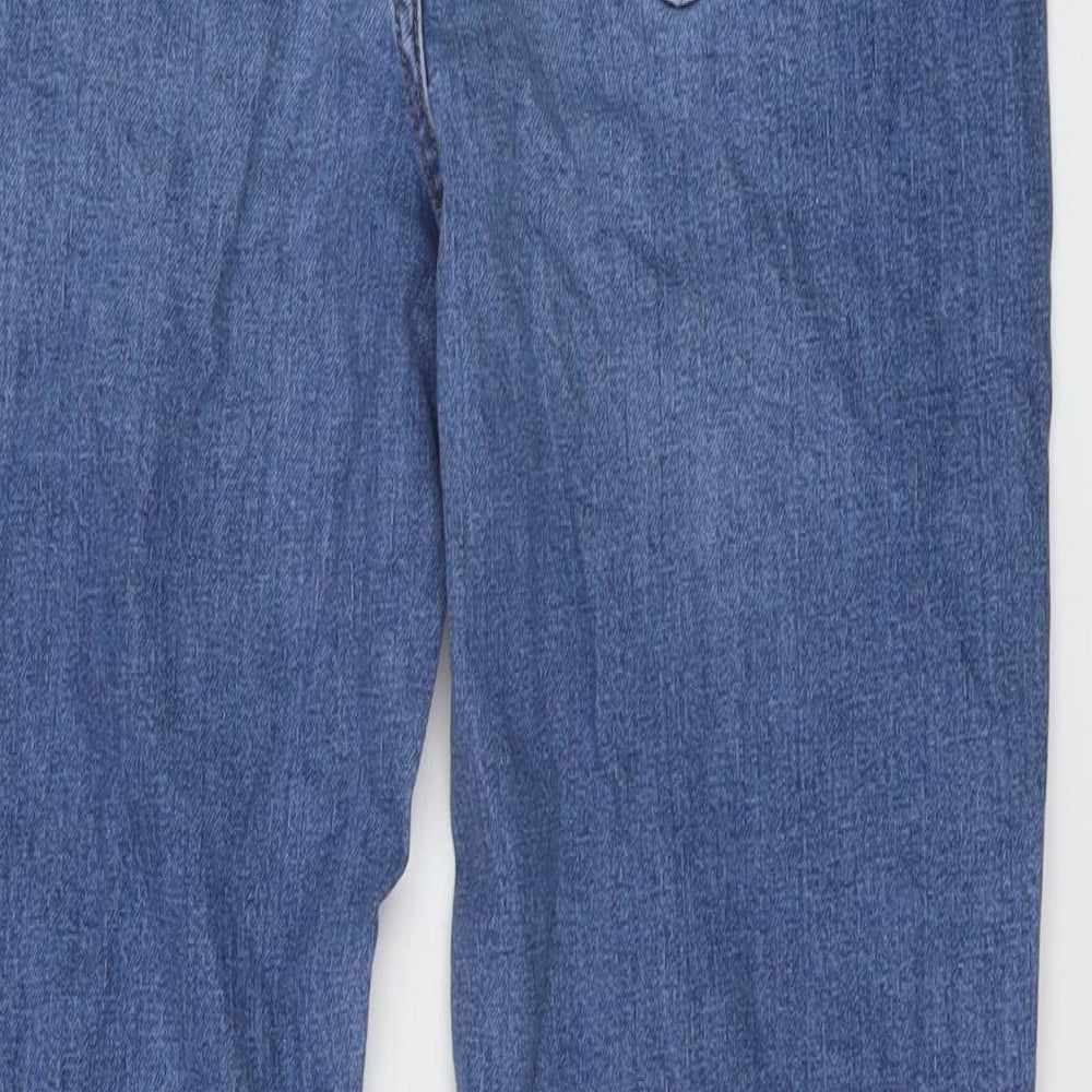 Marks and Spencer Womens Blue Cotton Cropped Jeans Size 12 L27 in Slim Button