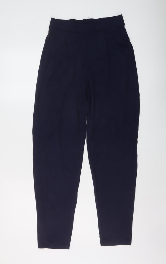 Marks and Spencer Womens Blue Viscose Trousers Size 8 L28 in Regular