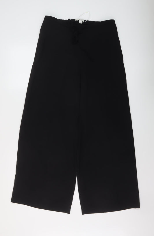 Marks and Spencer Womens Black Polyester Trousers Size 12 L28 in Regular Drawstring