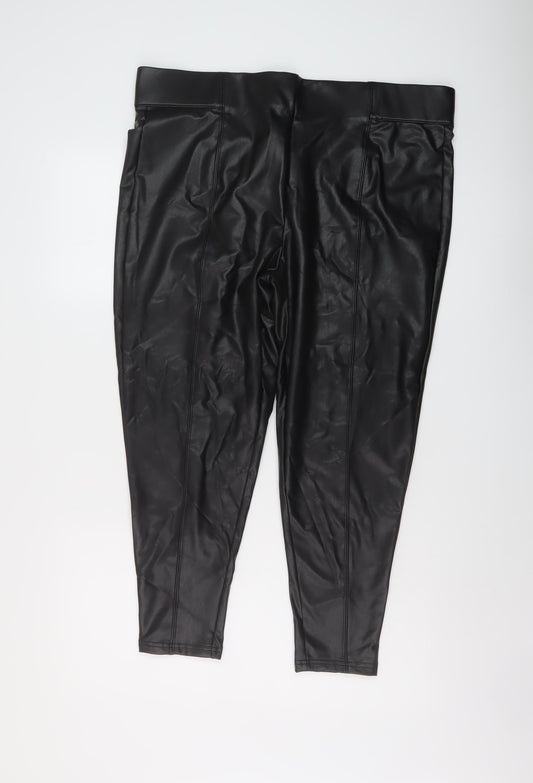 Marks and Spencer Womens Black Polyurethane Trousers Size 20 L23 in Regular