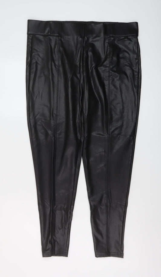 Marks and Spencer Womens Black Polyurethane Jegging Trousers Size 18 L26 in Regular