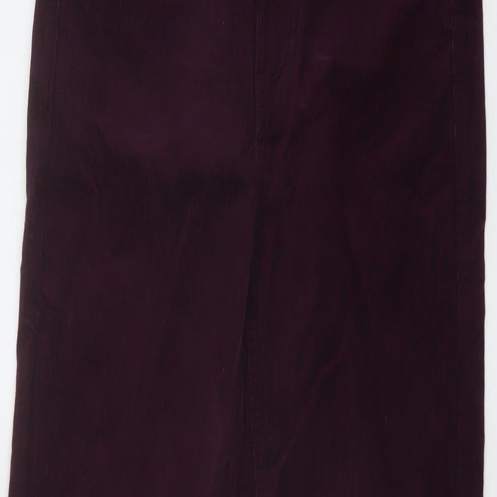 Marks and Spencer Womens Purple Cotton Trousers Size 6 L28 in Regular Button