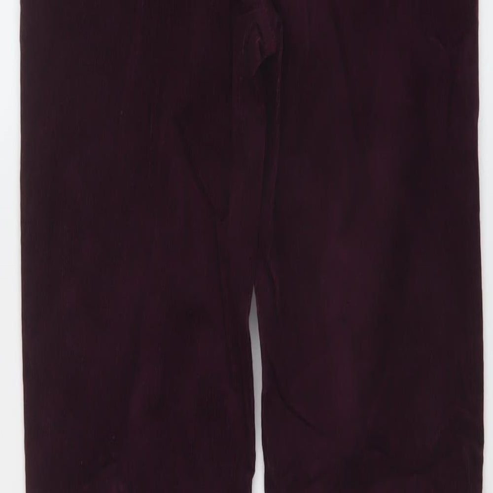 Marks and Spencer Womens Purple Cotton Trousers Size 6 L28 in Regular Button