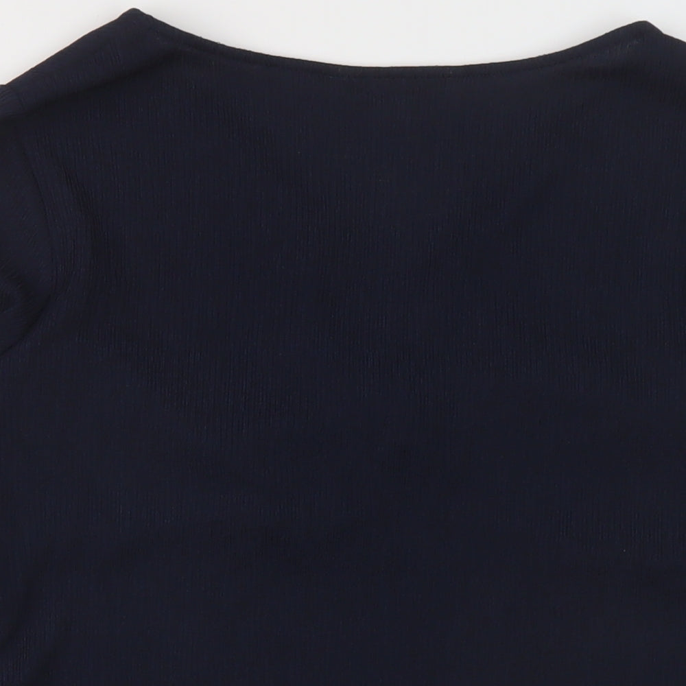 Marks and Spencer Womens Blue Polyester Basic Blouse Size 14 V-Neck