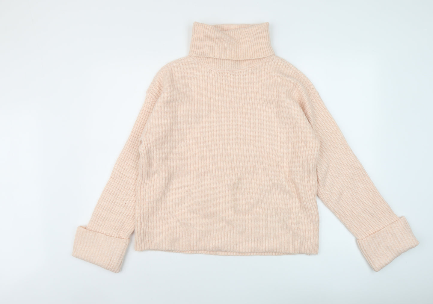 Marks and Spencer Womens Pink Roll Neck Polyester Pullover Jumper Size S