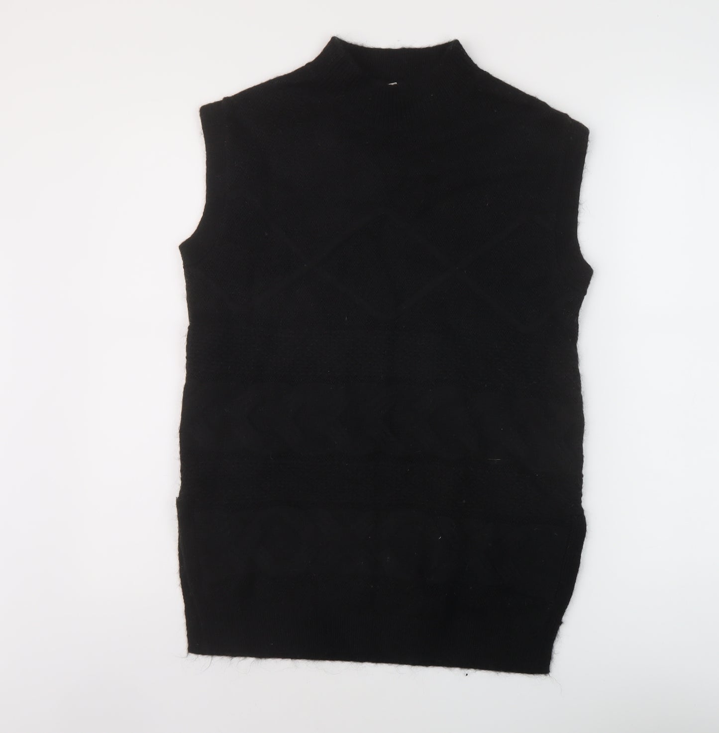 Per Una Womens Black Mock Neck Acrylic Vest Jumper Size S