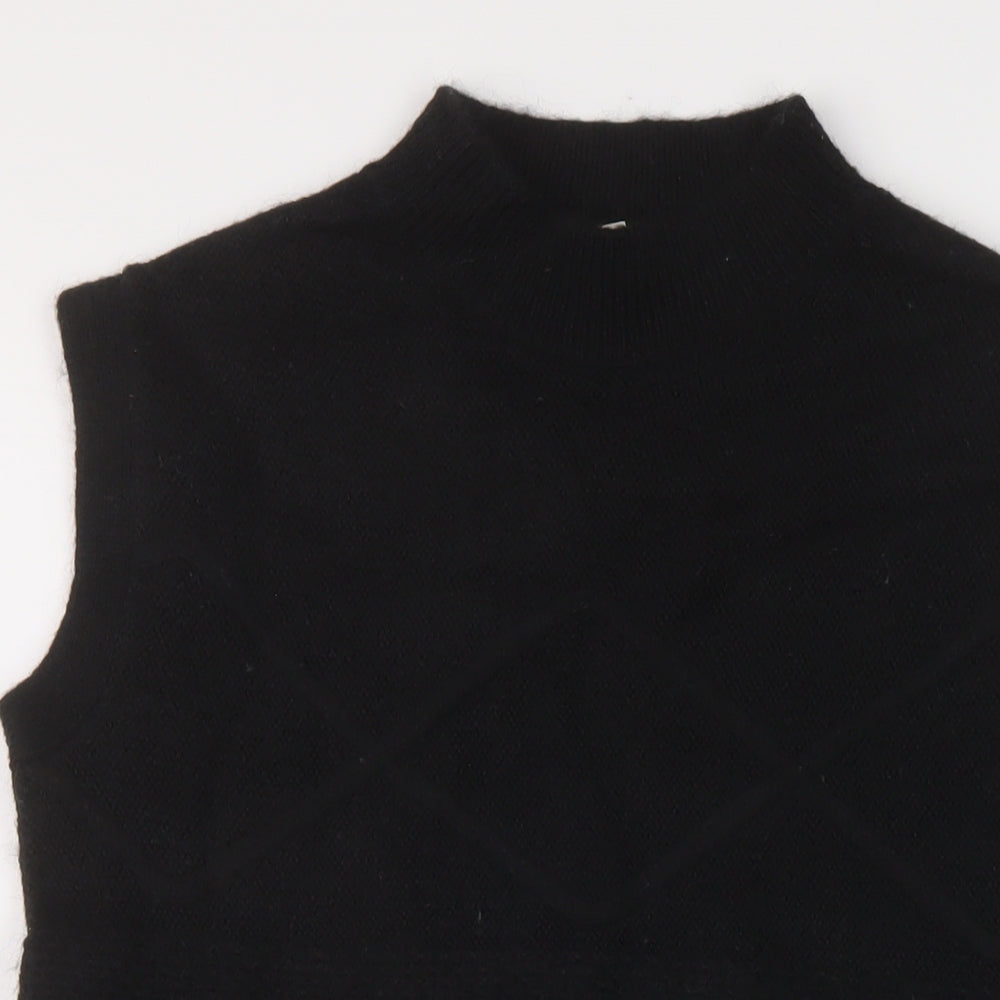 Per Una Womens Black Mock Neck Acrylic Vest Jumper Size S