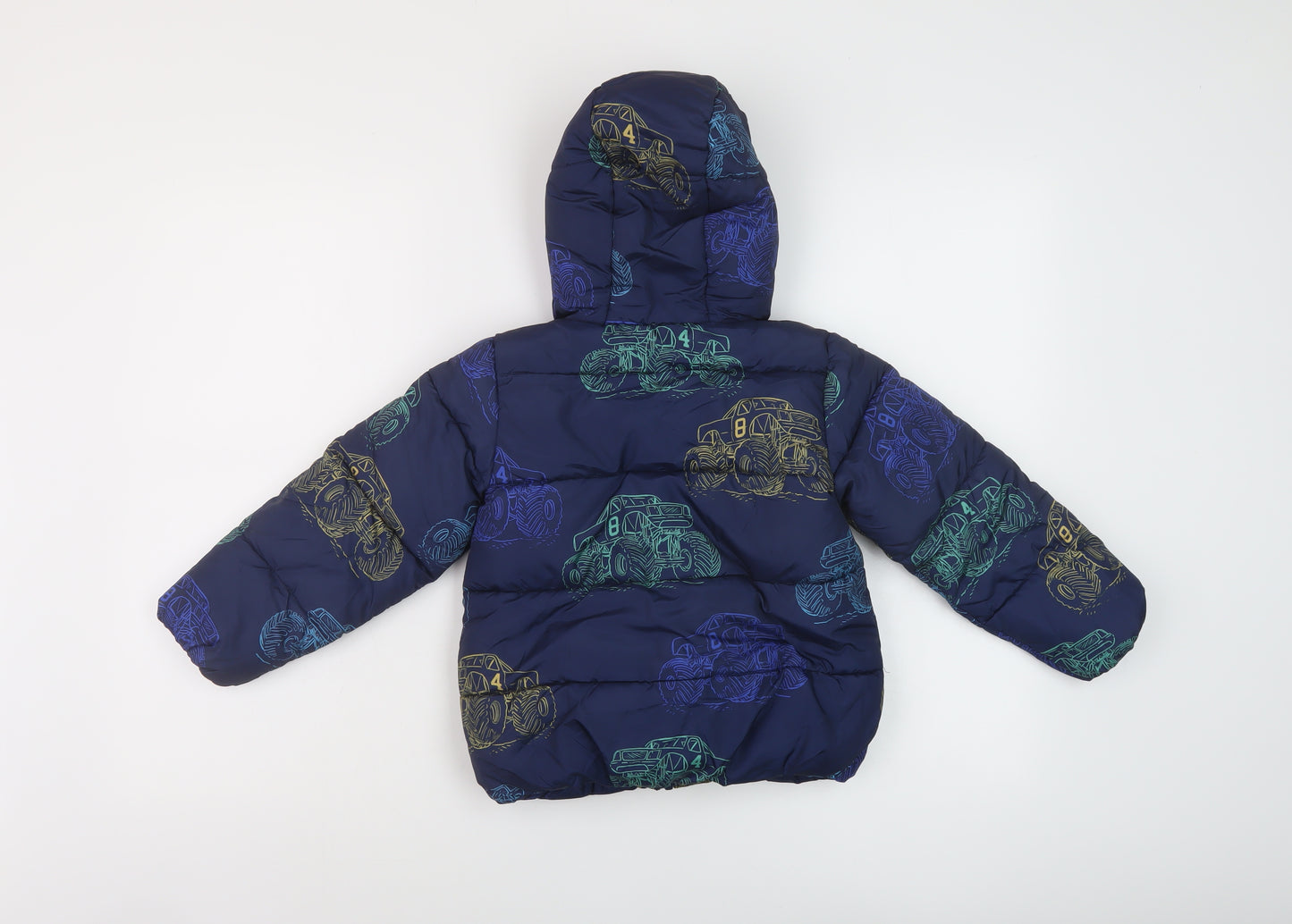 Marks and Spencer Boys Blue Geometric Puffer Jacket Jacket Size 3-4 Years Zip