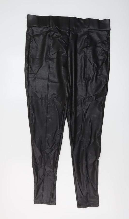 Marks and Spencer Womens Black Polyurethane Jegging Trousers Size 18 L29 in Regular