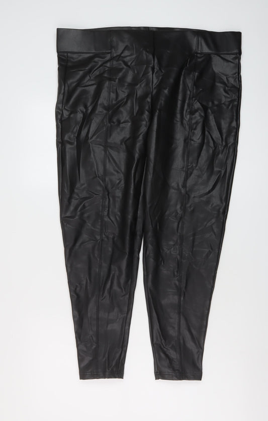 Marks and Spencer Womens Black Polyurethane Jegging Trousers Size 20 L25 in Regular