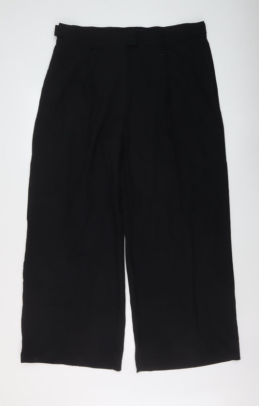 Marks and Womens Black Polyester Trousers Size 18 L29 in Regular Hook & Eye