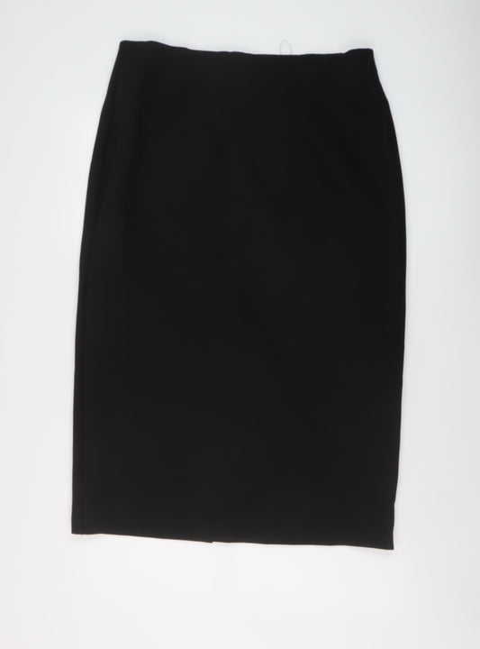 Marks and Spencer Womens Black Polyester A-Line Skirt Size 18 Zip