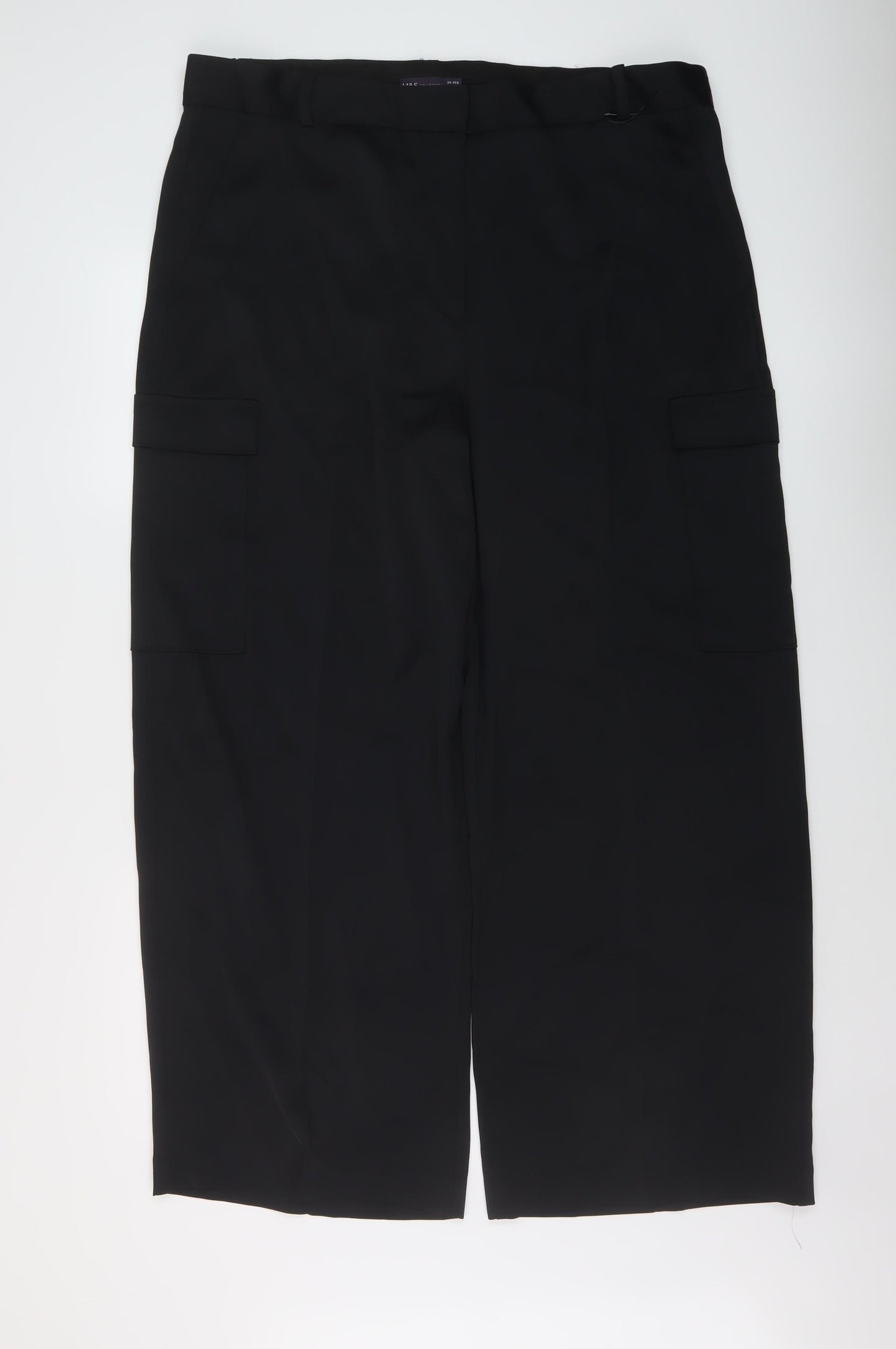 Marks and Spencer Womens Black Polyester Trousers Size 20 L28 in Regular Hook & Eye