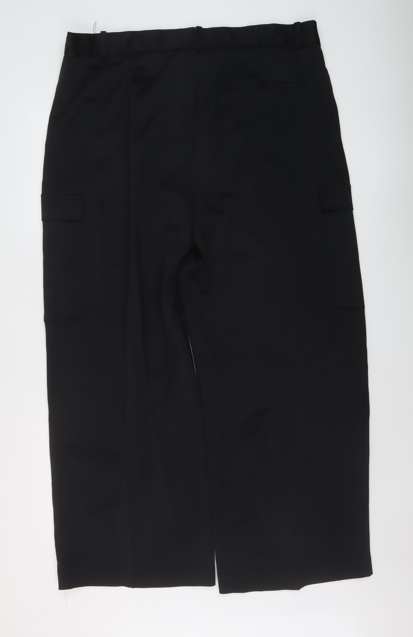 Marks and Spencer Womens Black Polyester Trousers Size 20 L28 in Regular Hook & Eye