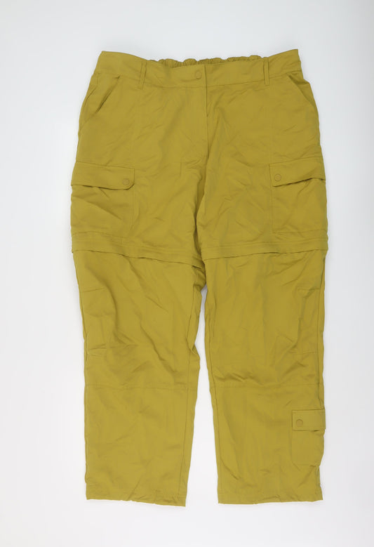 GOODMOVE Womens Yellow Polyester Cargo Trousers Size 20 L29 in Regular Snap