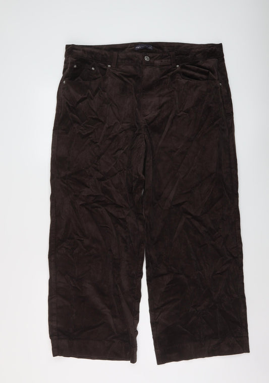 Marks and Spencer Womens Brown Cotton Trousers Size 20 L27 in Regular Button