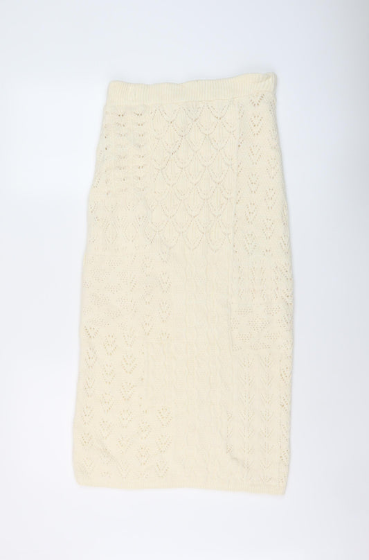 Marks and Spencer Womens Ivory Acrylic Straight & Pencil Skirt Size S