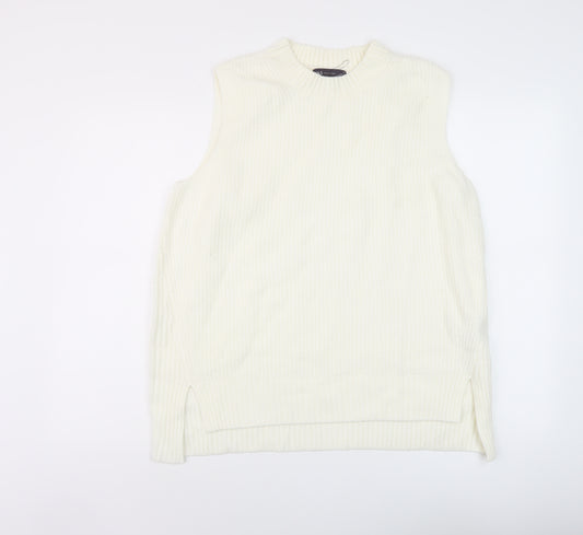 Marks and Spencer Womens Ivory Mock Neck Polyester Vest Jumper Size M