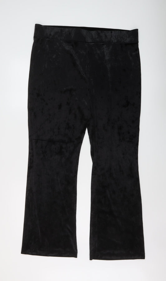 Marks and Spencer Womens Black Polyester Trousers Size 20 L29 in Slim